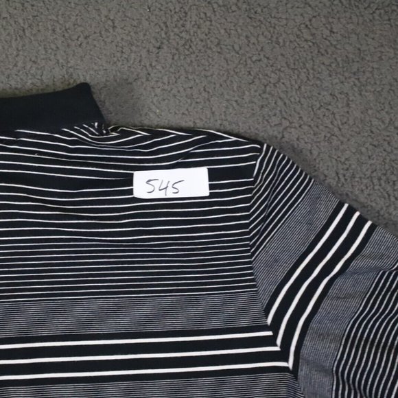 Vintage Polo By Ralph Lauren Golf Polo Shirt Mens 2XL Black/White Striped Pima - Picture 7 of 7